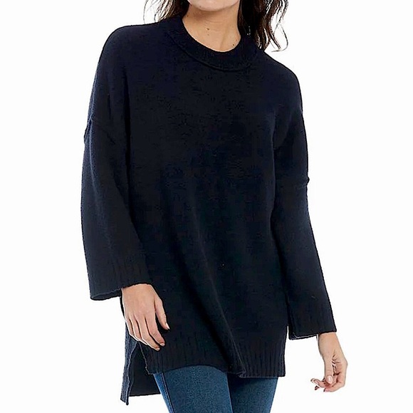 Free People Peaches Tunic Sweater Pullover Black Combo $148 NWT - Picture 2 of 15
